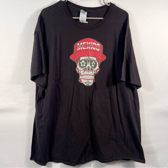 Fanatics Black Tee with Mexico Skull Design 0713 - Picture 1 of 7